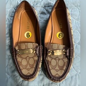Coach Signature Pattern Brown Loafers